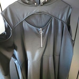 Goth cutout sweatshirt dress.